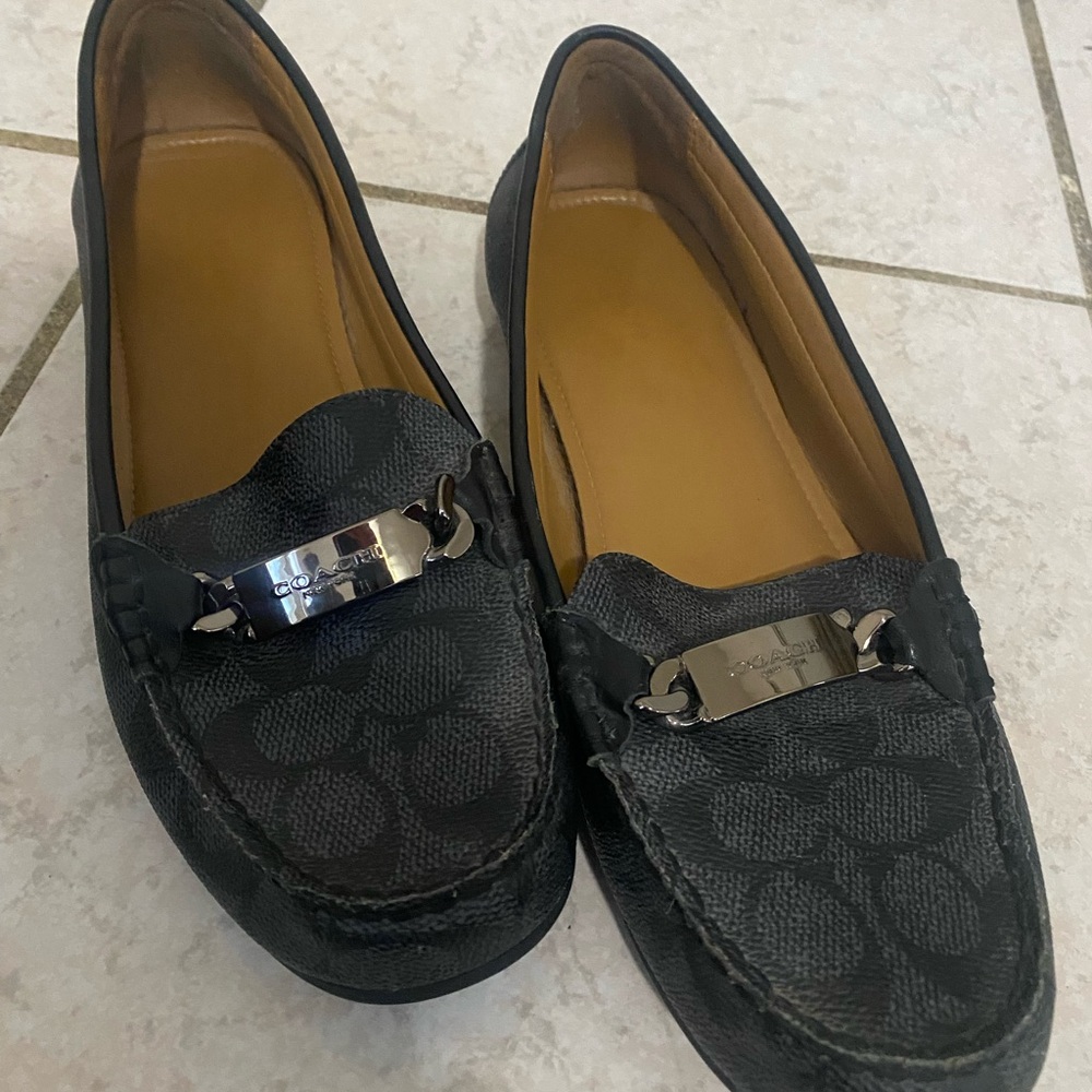 Coach Black Classic Loafers with Metallic Detail